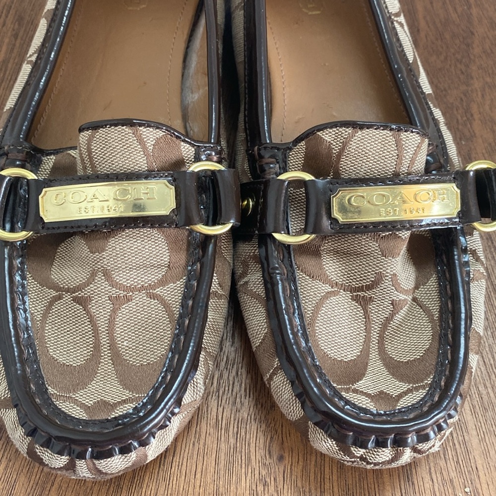 Coach Felisha Logo C Tan & Brown Loafer Flats Slip On Shoes, Women’s 9 B - Picture 6 of 15